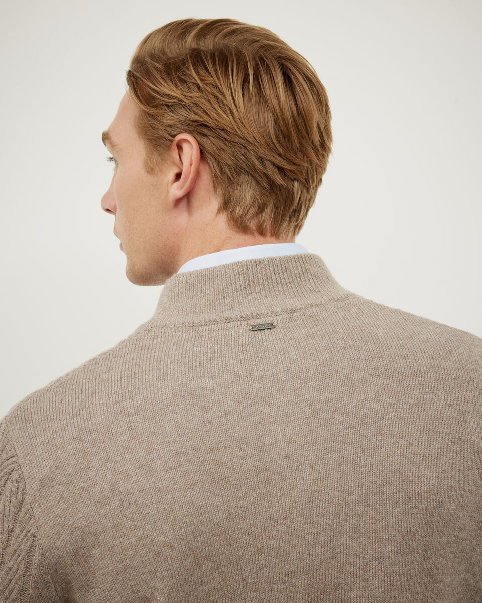 Herringbone Half-Zip Knit, Fawn, hi-res